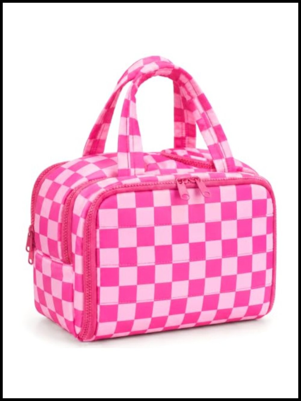 Checkered Travel Toiletry Bag Spacious Makeup Bag for Women